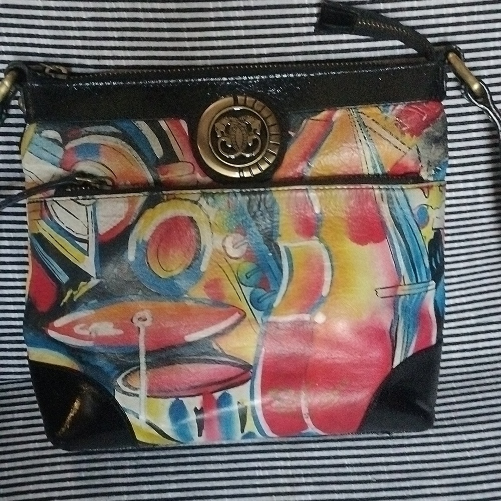 Rare sharif Artistic Expressions is one of a kind hand painted crossbody bag. - Picture 2 of 12